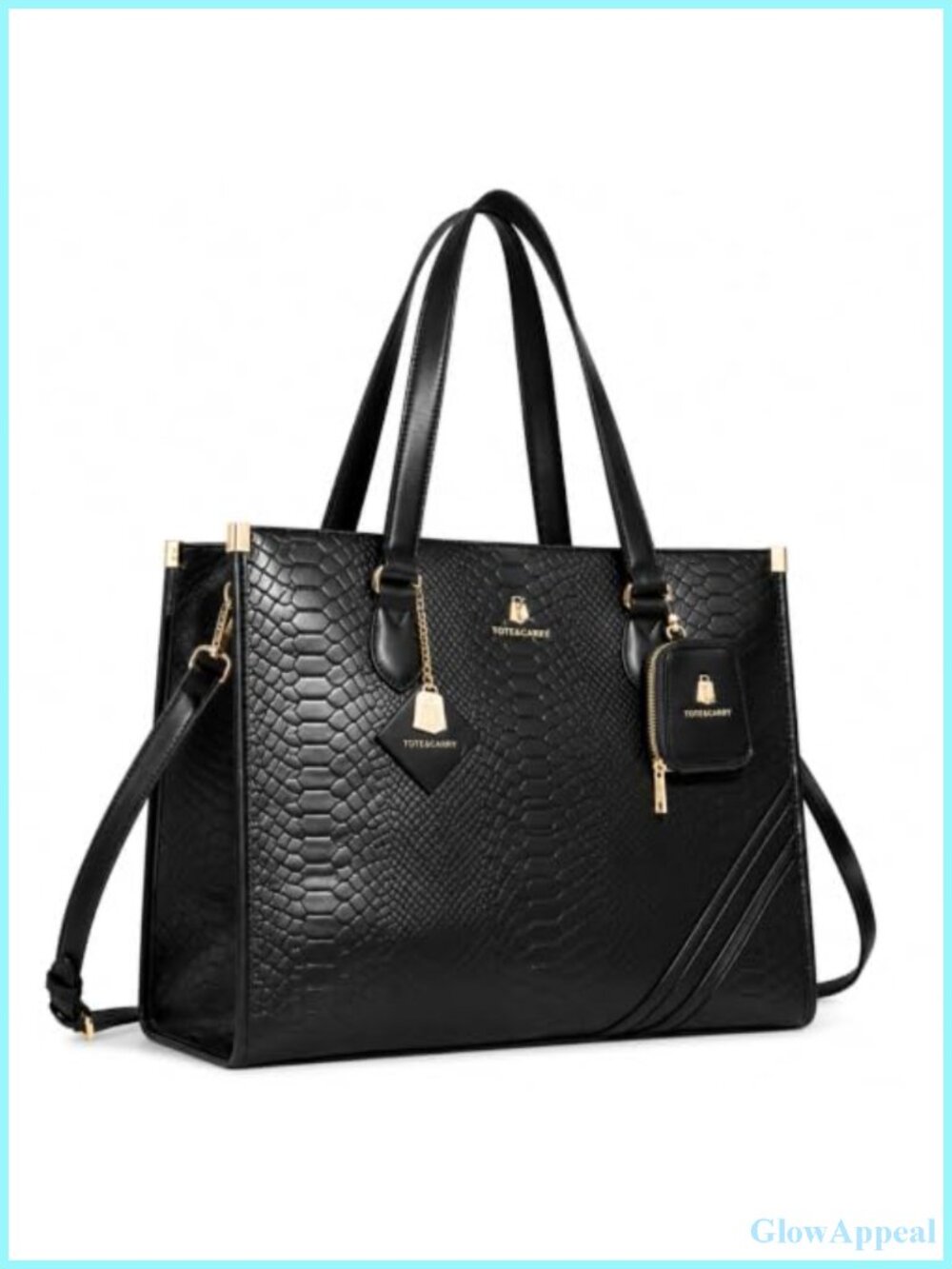Vegan Leather Tote Bag XL Crossbody Laptop Purse Work Travel